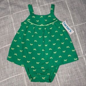 Carter's 18 Months Baby Butterfly Sunsuit Green Bodysuit Dress NEW
